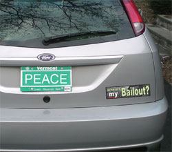 Car with Where's My Bailout? Bumpersticker