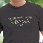 Mens'/ Unisex Short Sleeve Barack Obama My Vote Made History T-shirt