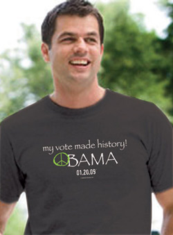 Mens'/ Unisex Short Sleeve Obama My Vote Made History T-shirt